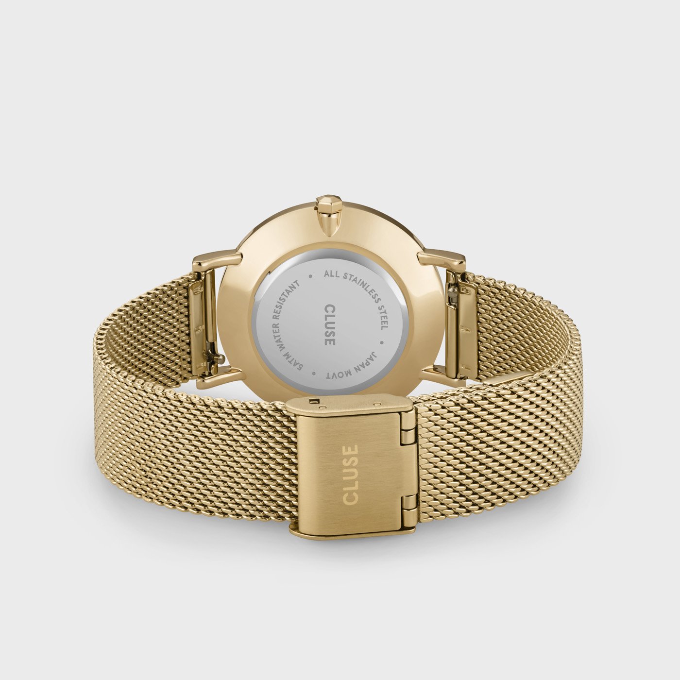 Minuit Watch Mesh, White, Gold Colour