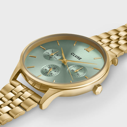 Minuit Multifunction Watch Steel, Sage Green, Gold Colour