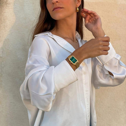 Fluette Watch Steel, Green, Gold Colour