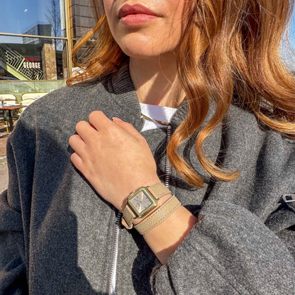 Gracieuse Petite Watch Double Leather, Rugby Tan, Gold Colour