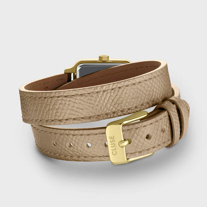 Gracieuse Petite Watch Double Leather, Rugby Tan, Gold Colour