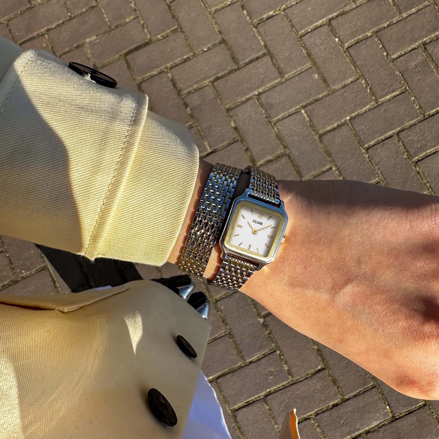 Gracieuse Petite Watch Double Steel, White, Two-tone