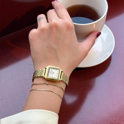 Gracieuse Petite Watch Steel, White, Gold Colour