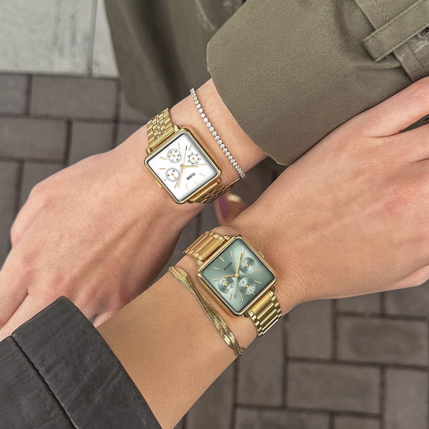 La Tétragone Multifunction Watch Steel, Sage Green, Gold Colour