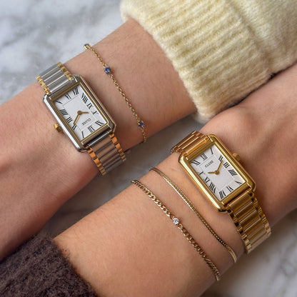 Belisenna Watch Steel, White, Gold Colour