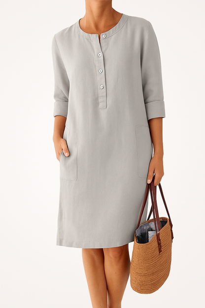 HELENE | Long-sleeved linen dress