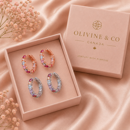 Breast Cancer Awareness | Exclusive Hope Earrings Multi-Coloured Crystals