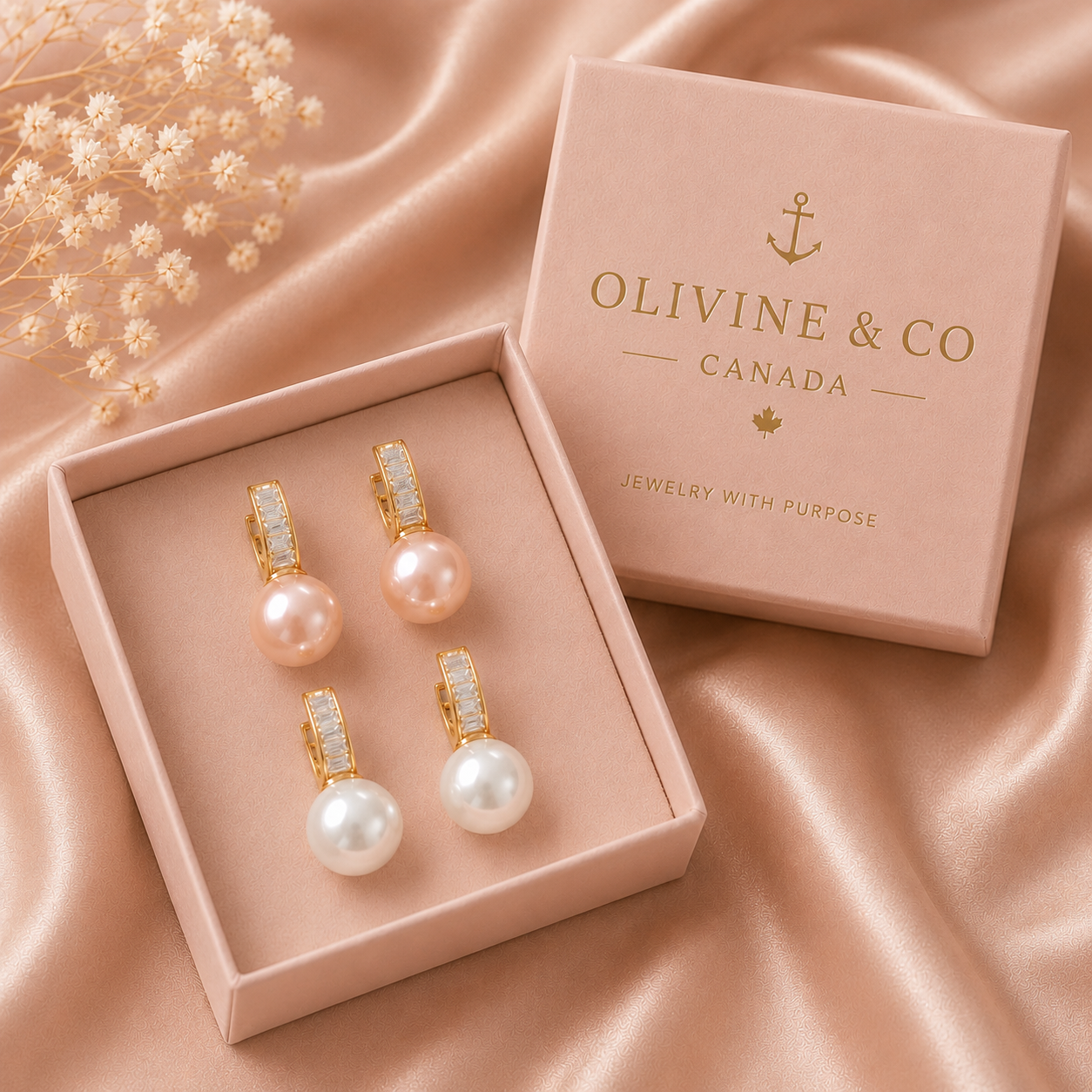 Breast Cancer Awareness Blush Pearl Earrings
