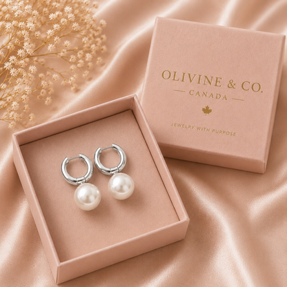 Breast Cancer Awareness | Silver Classic Pearl Earrings