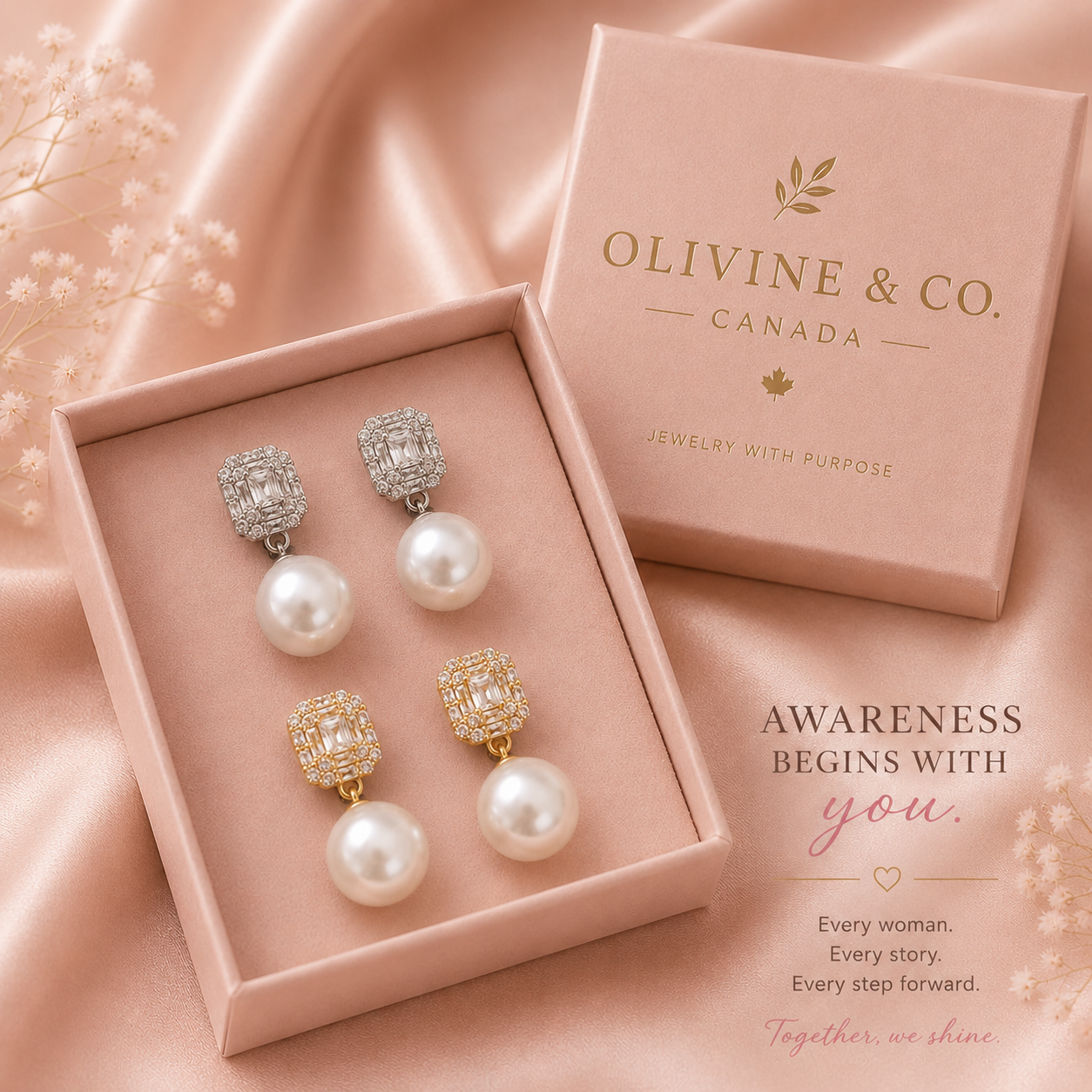 Breast Cancer Awareness | Luxe Pearl Earrings