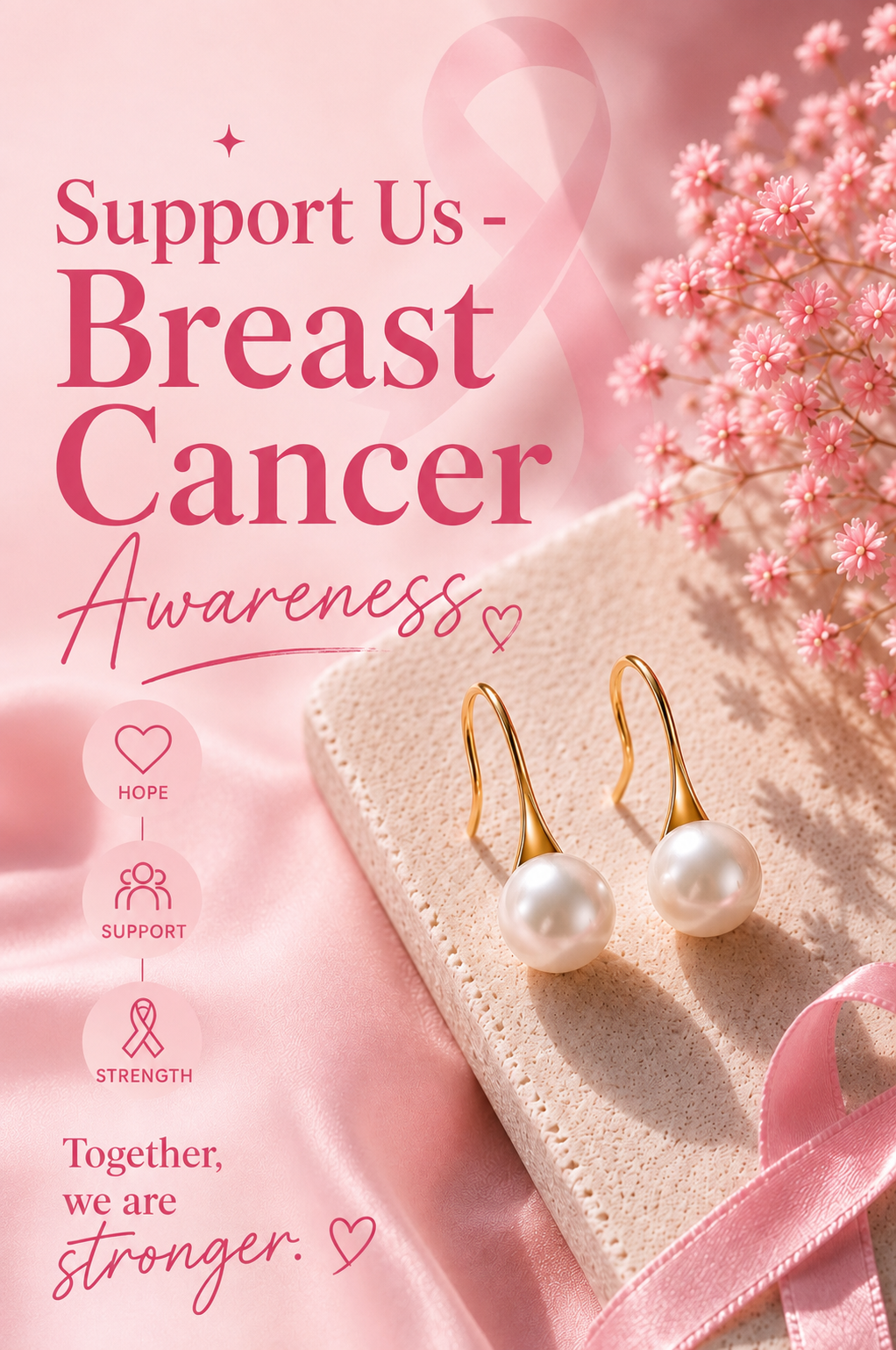 Breast Cancer Awareness | Pearl Earrings