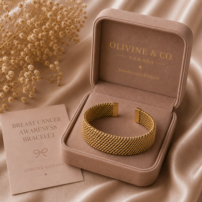 Breast Cancer Awareness | Vintage Braided Mesh Open Classic Bracelet