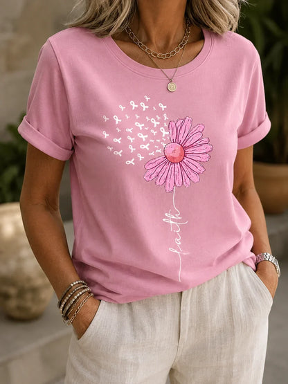 Casual Pink Faith Awareness Tshirt