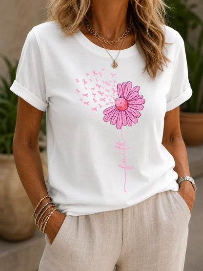 Casual Pink Faith Awareness Tshirt