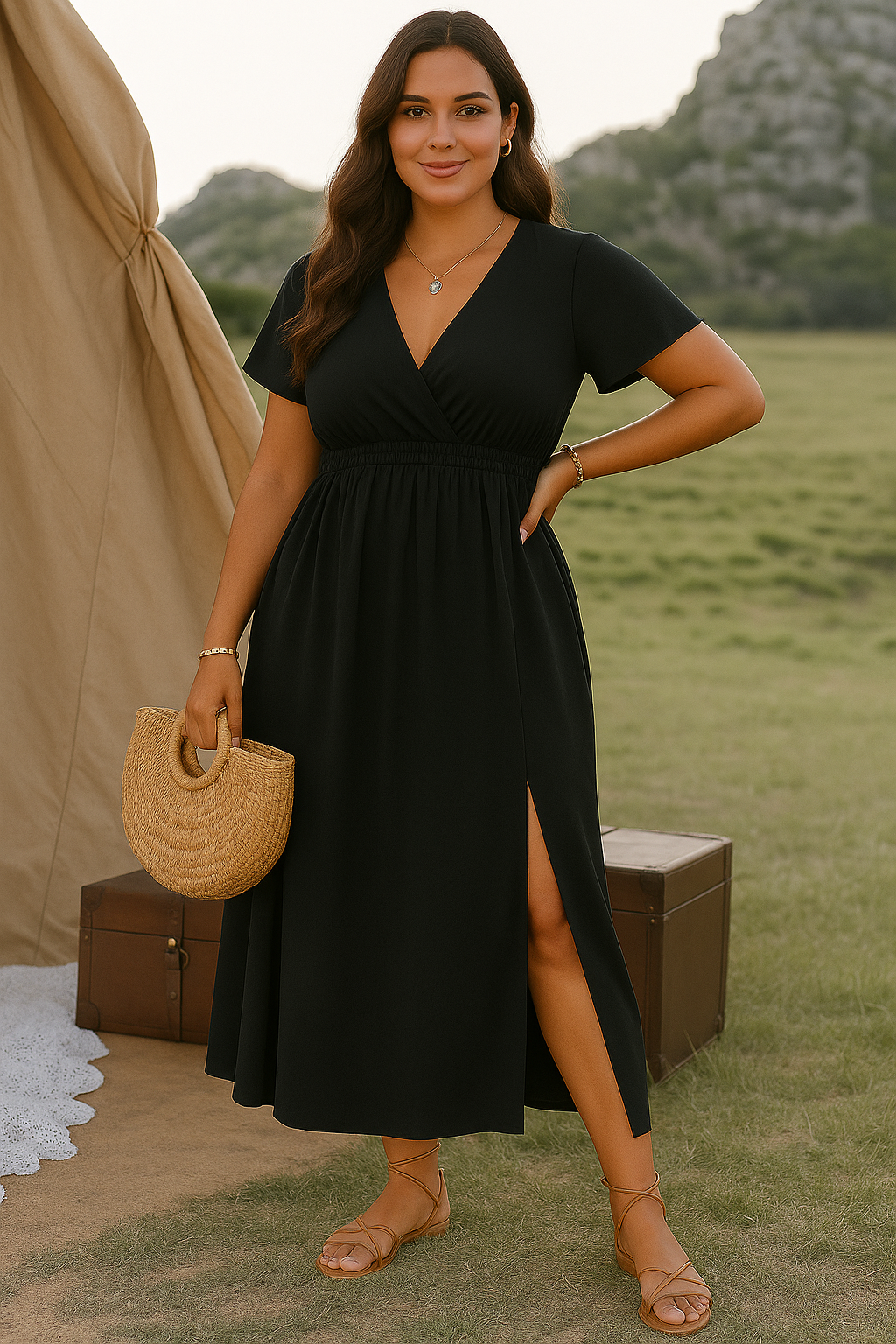 ADÈLE | V-Neck Stomach-Flattering Dress