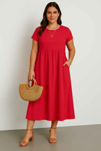 LAURA | Casual Wrap Dress with Flattering Tummy Coverage