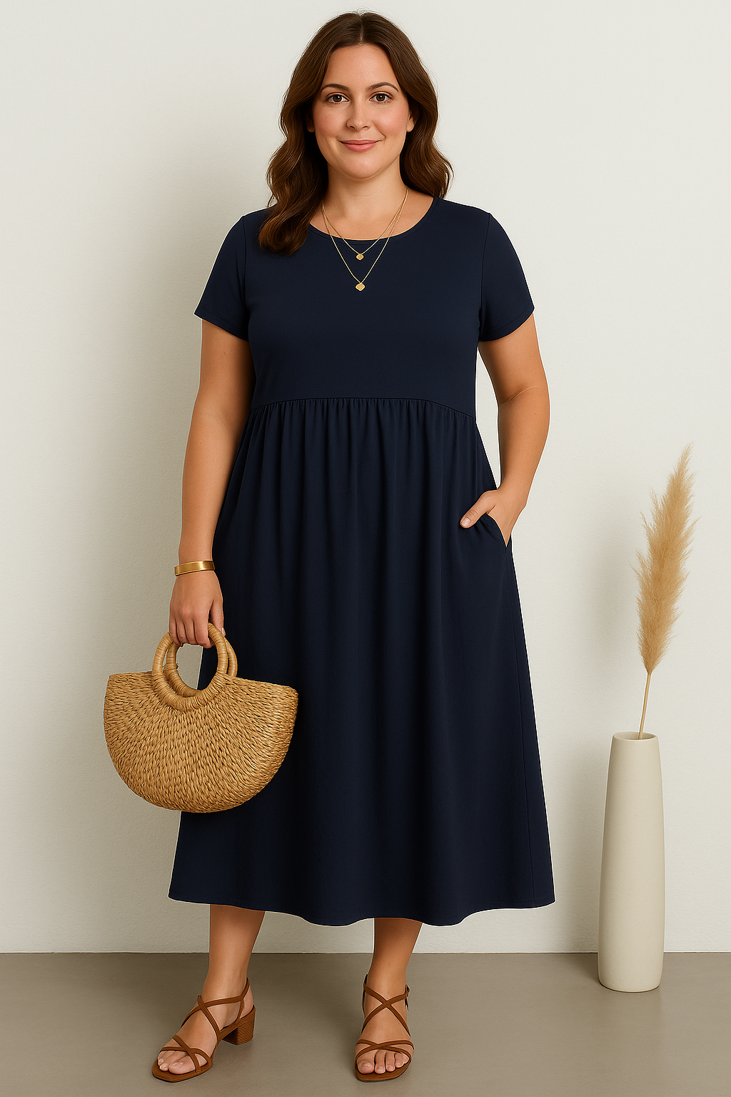 LAURA | Casual Wrap Dress with Flattering Tummy Coverage