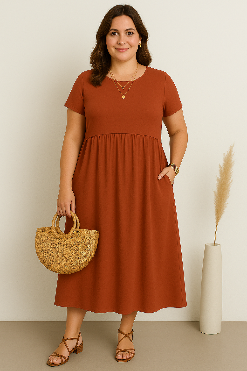 LAURA | Casual Wrap Dress with Flattering Tummy Coverage