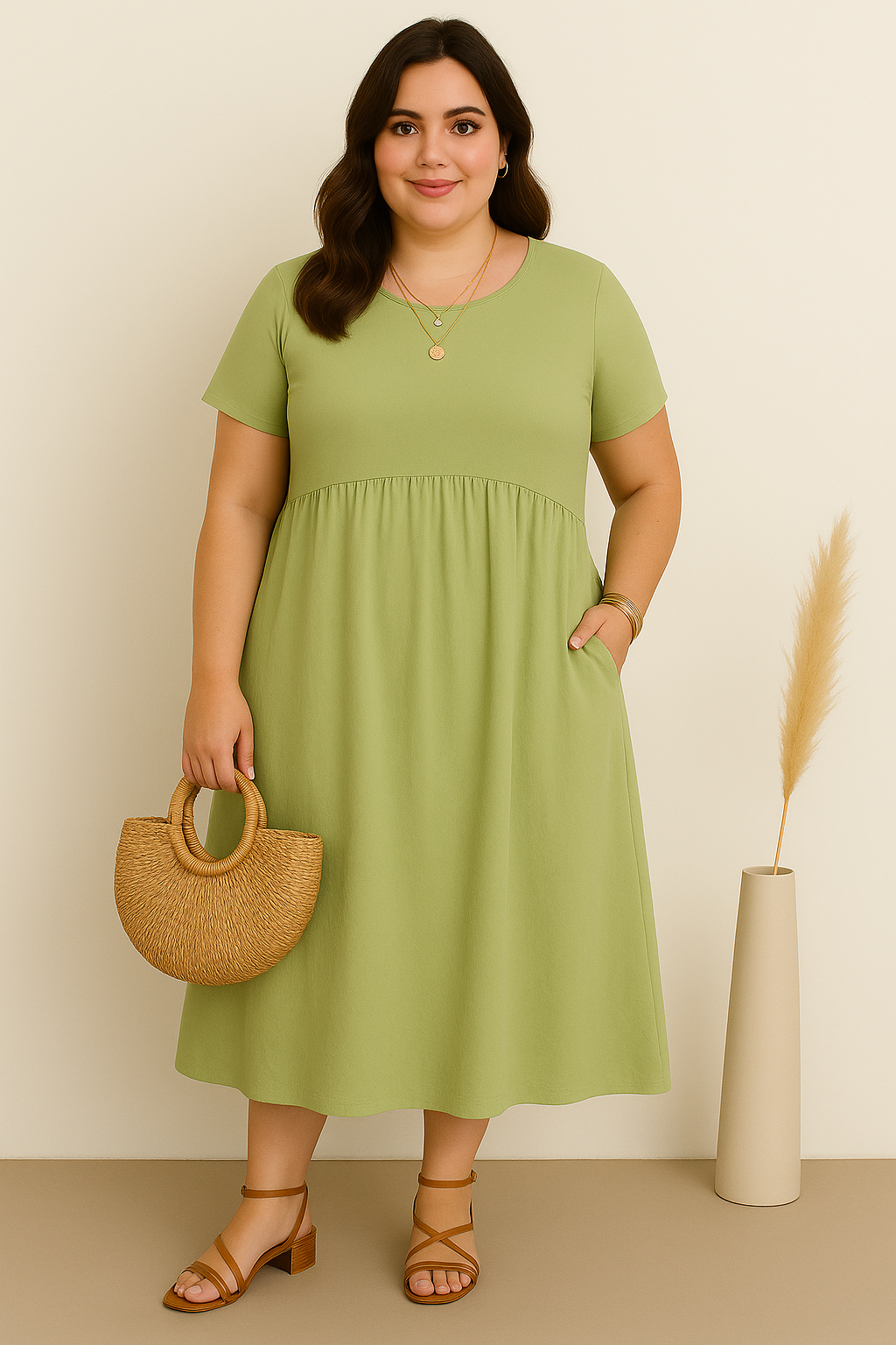 LAURA | Casual Wrap Dress with Flattering Tummy Coverage