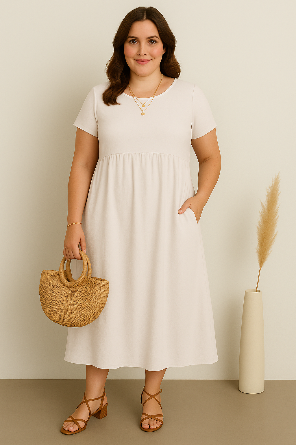 LAURA | Casual Wrap Dress with Flattering Tummy Coverage