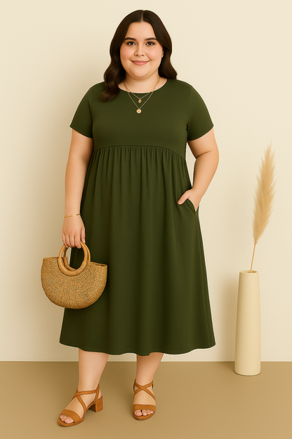 LAURA | Casual Wrap Dress with Flattering Tummy Coverage