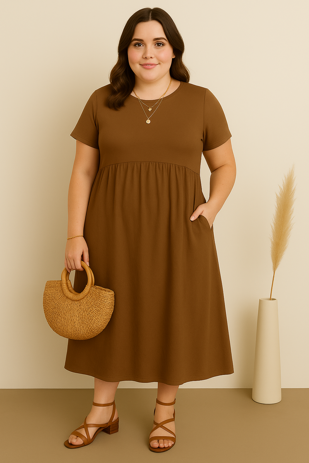 LAURA | Casual Wrap Dress with Flattering Tummy Coverage