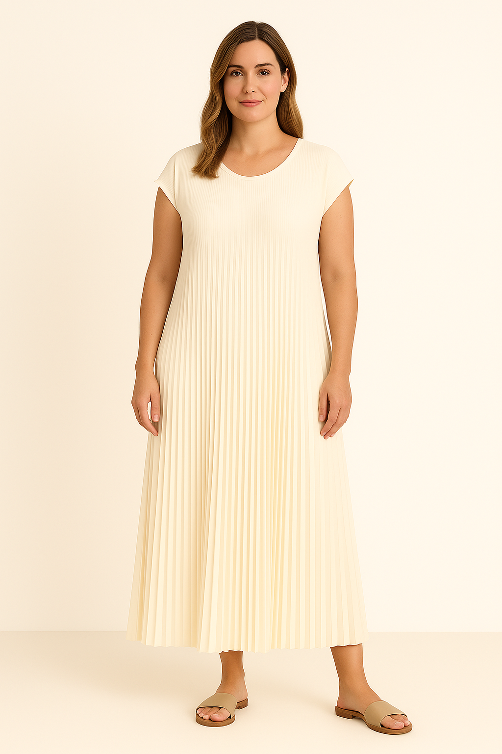 JADE | Pleated Dress – Flattering Stomach Cut