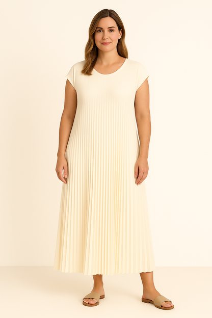 JADE | Pleated Dress – Flattering Stomach Cut