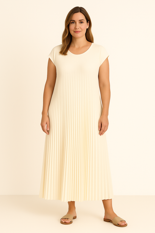 JADE | Pleated Dress – Flattering Stomach Cut