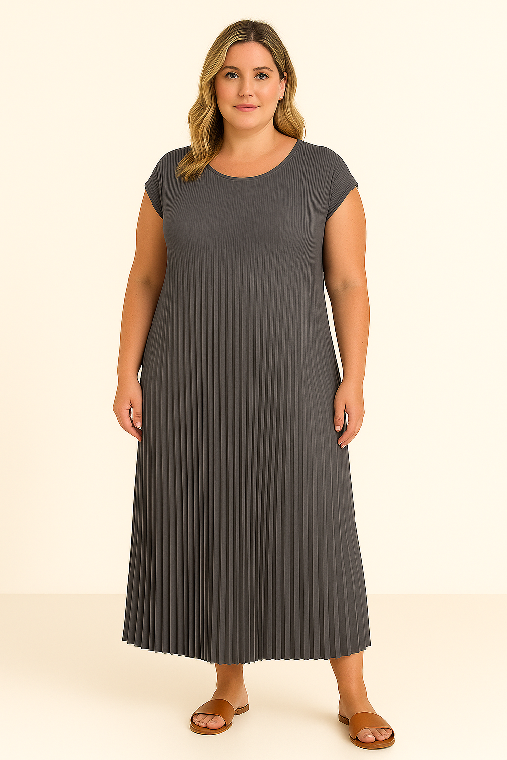 JADE | Pleated Dress – Flattering Stomach Cut
