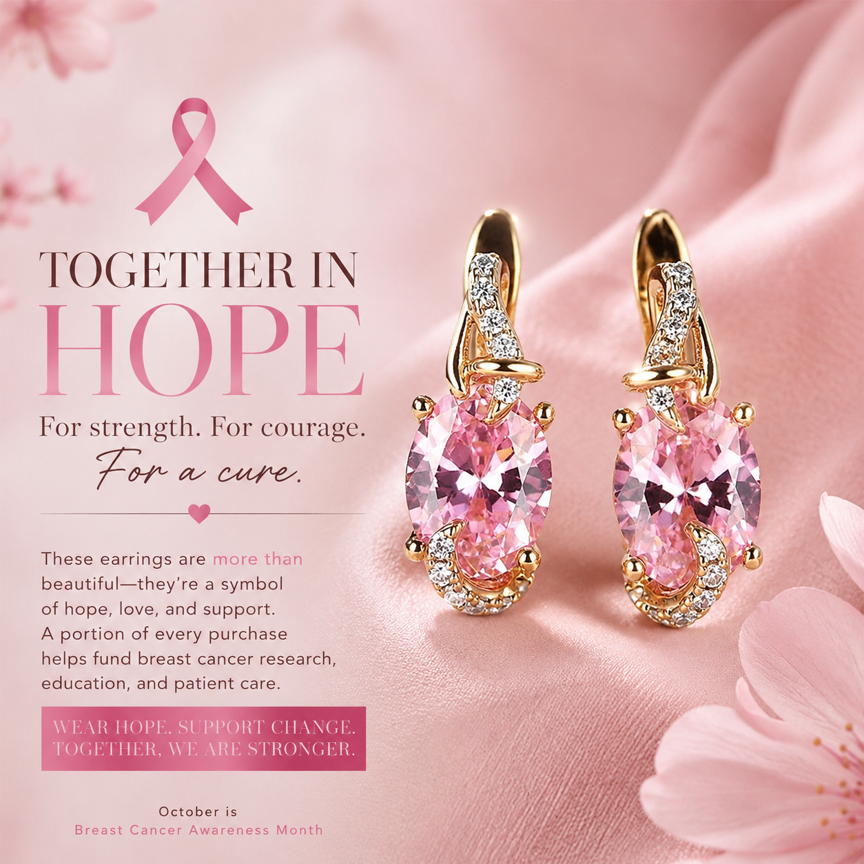 Pink Serenity Teardrop Earrings – Symbol of Hope & Strength | 1+1 Free Today