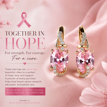 Pink Serenity Teardrop Earrings – Symbol of Hope & Strength | 1+1 Free Today