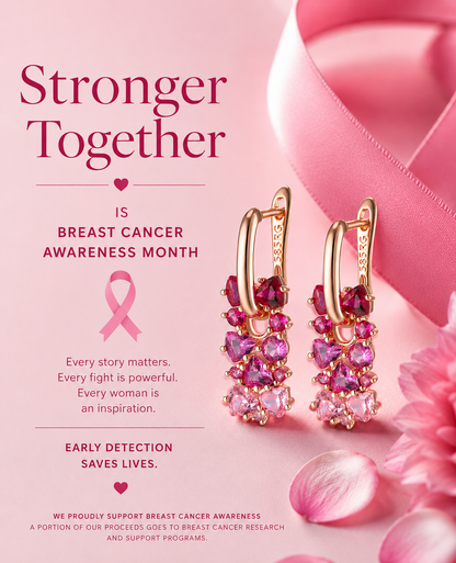 Breast Cancer Awareness Gradient Stone Earrings
