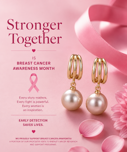 Breast Cancer Awareness Hanging Blush Earrings | 1+1 Free Today