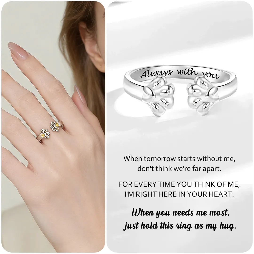 Engraved Paw Print Open Ring