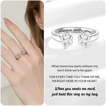 Engraved Paw Print Open Ring