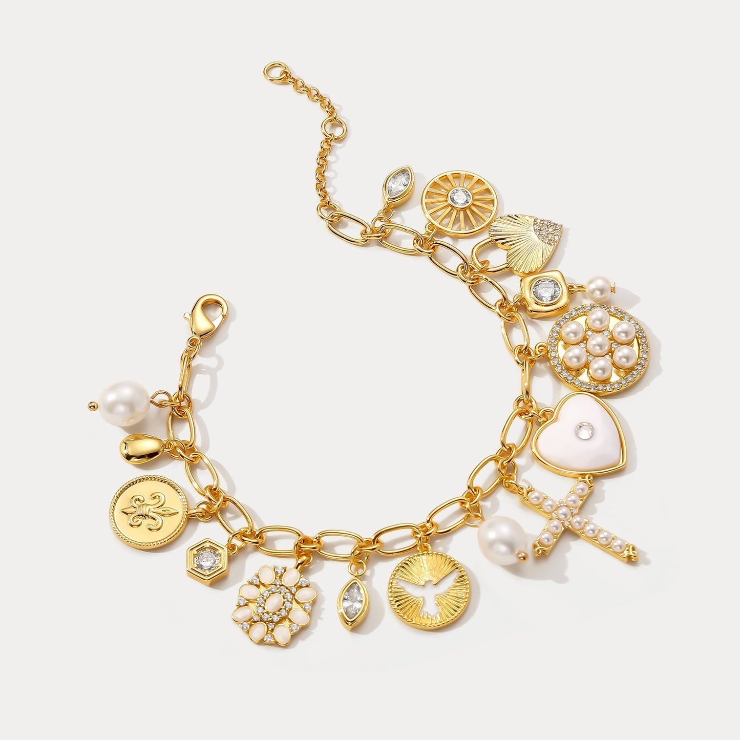 Vintage Cross Charm Bracelet