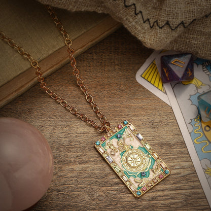Wheel of Fortune Tarot Card Necklace