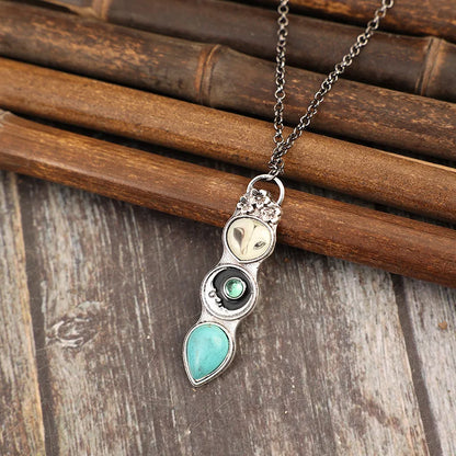 Turquoise Owl Wisdom Bar Necklace