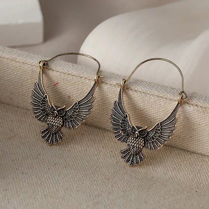 Vintage Bohemian Owl Statement Earrings