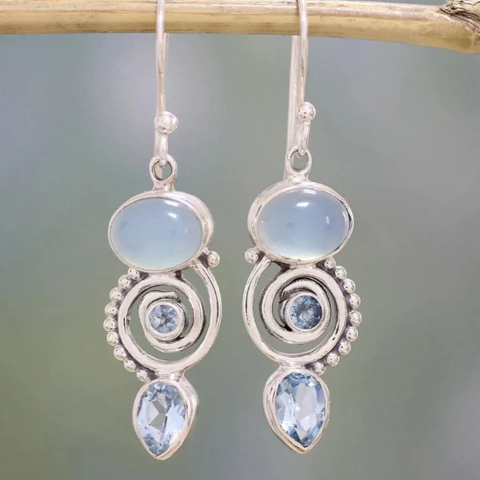 Silver Vintage Moonstone Earrings