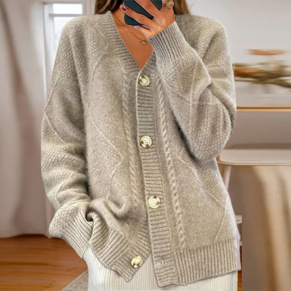 Cable Knit Button-Up Cardigan