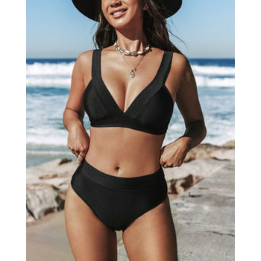 HILDA | Solid High-Waisted Swimsuit