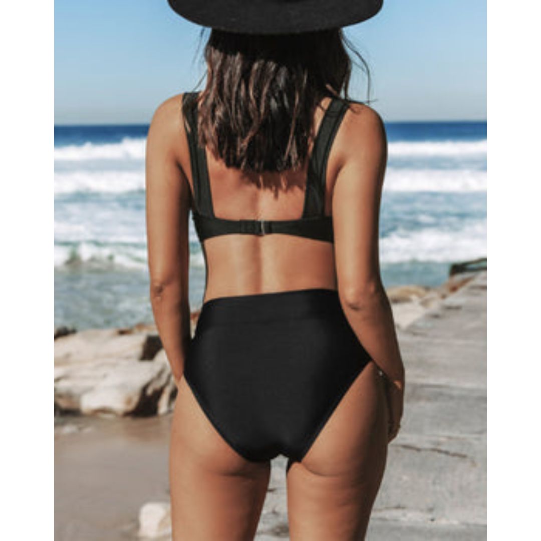 HILDA | Solid High-Waisted Swimsuit