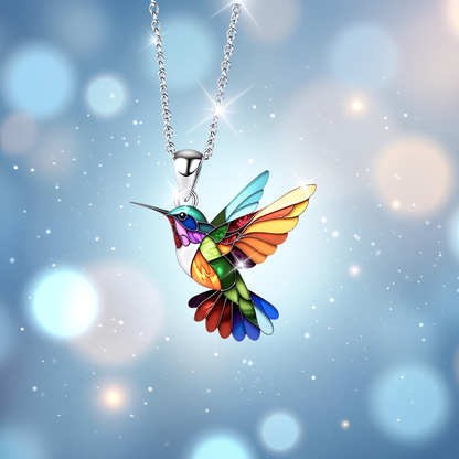 Hummingbird Glow Necklace – Breast Cancer Support & Hope