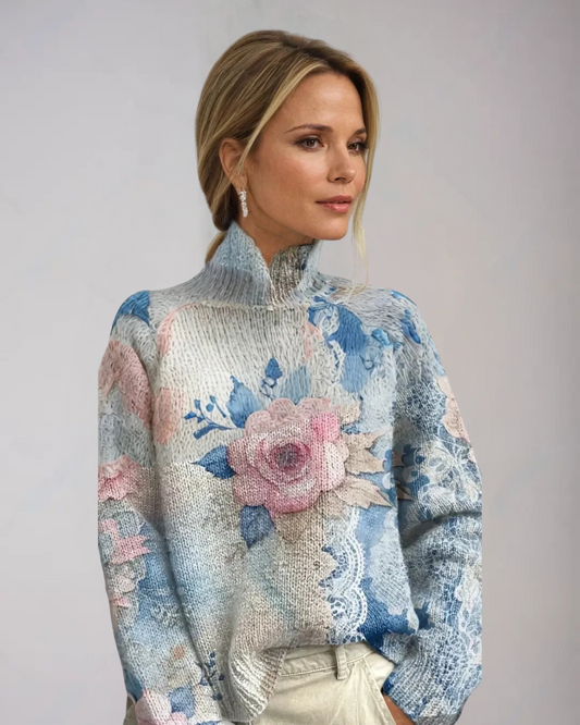 SYLVIE | Open-Knit Turtleneck with Elegant Pattern