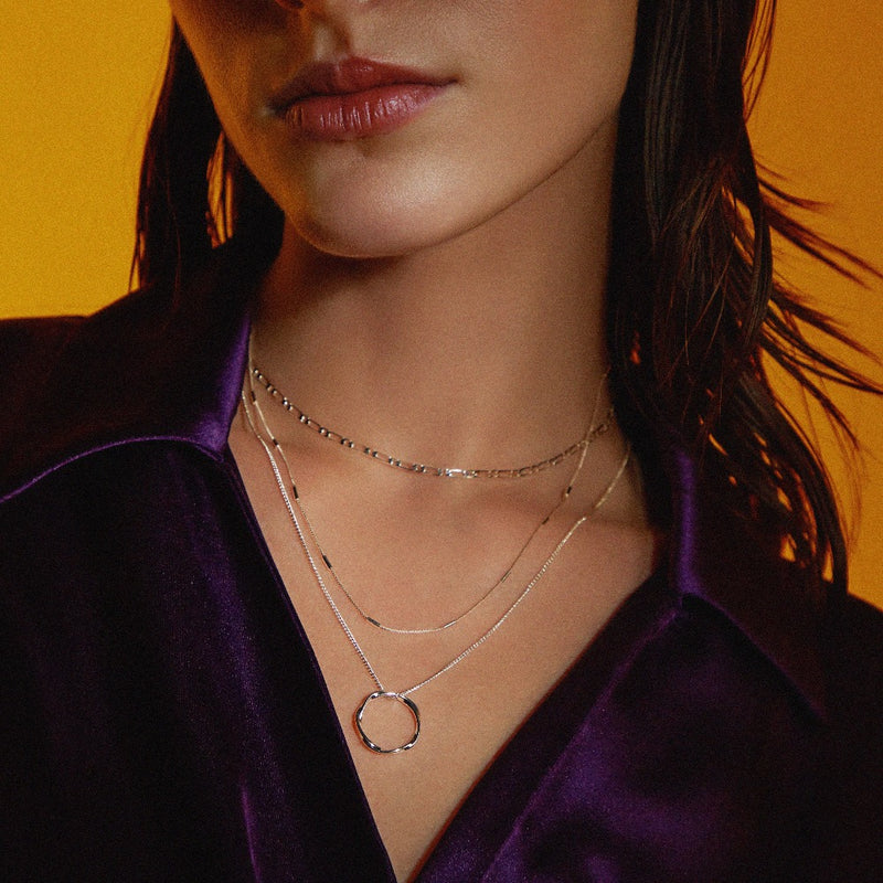 Open Circle Three Row Necklace