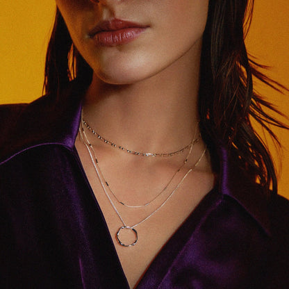 Open Circle Three Row Necklace