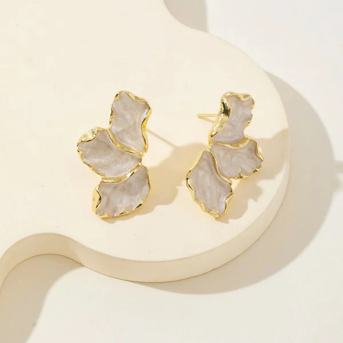 Elegant Enamel Flower Stud Earrings
