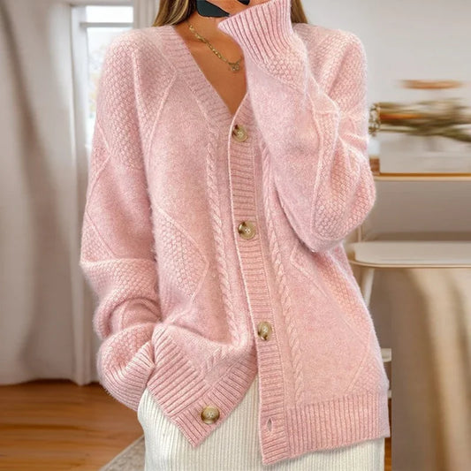 Cable Knit Button-Up Cardigan